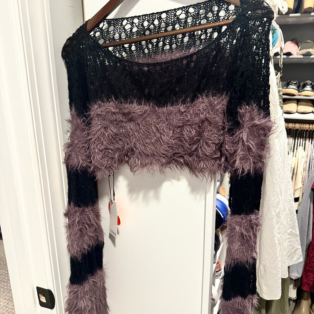 Black and Purple Fuzzy Sweater